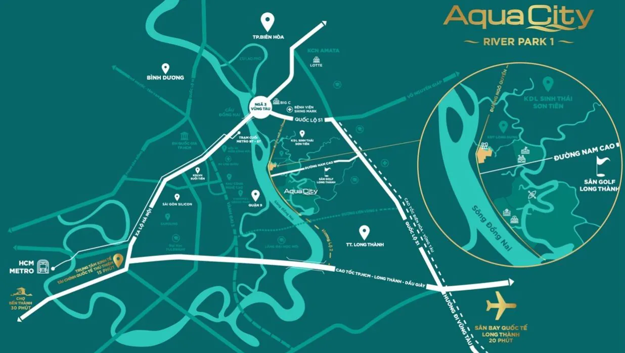 Bản đồ vị trí phân khu River Park 1 Aqua City